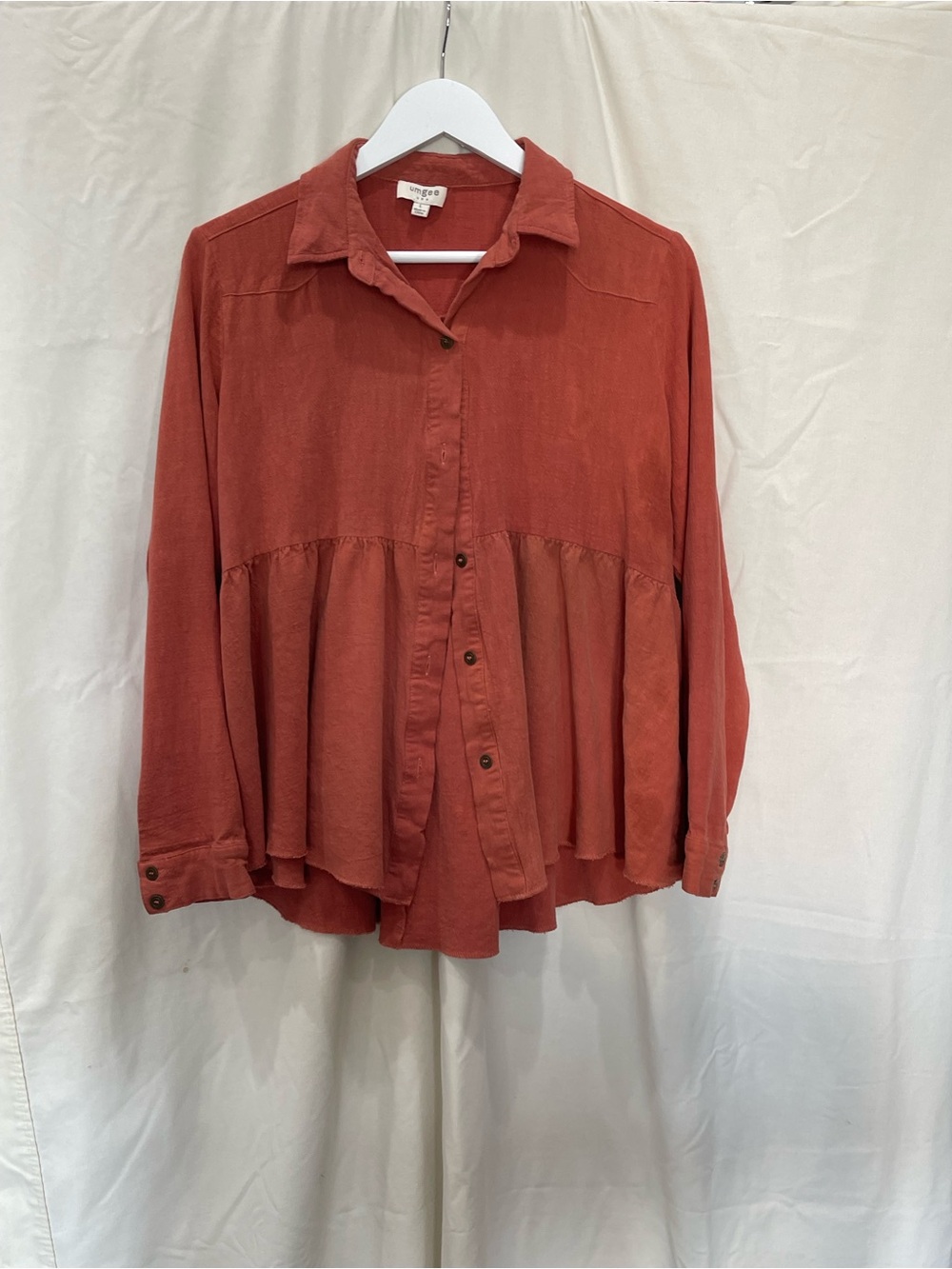 Umgee Rust Button-Down Peplum Top